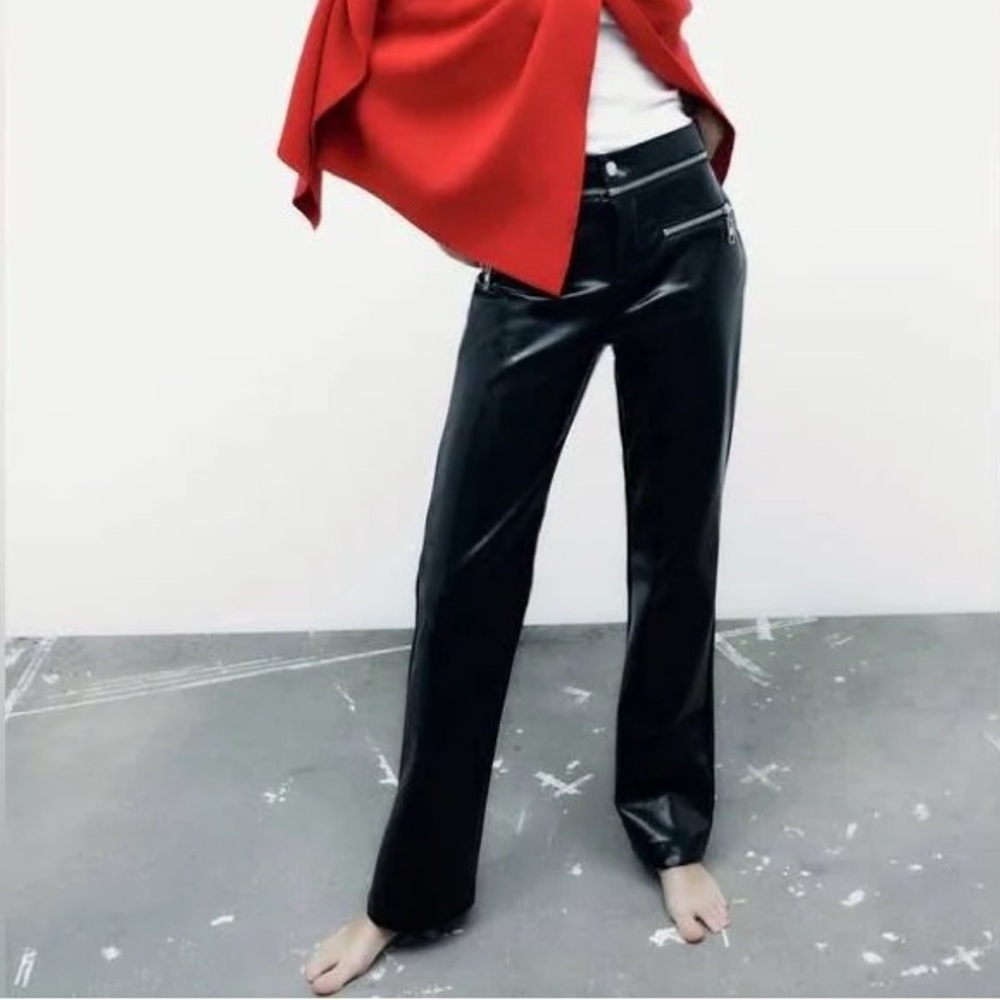 Zara Zipper Faux Leather Pants
